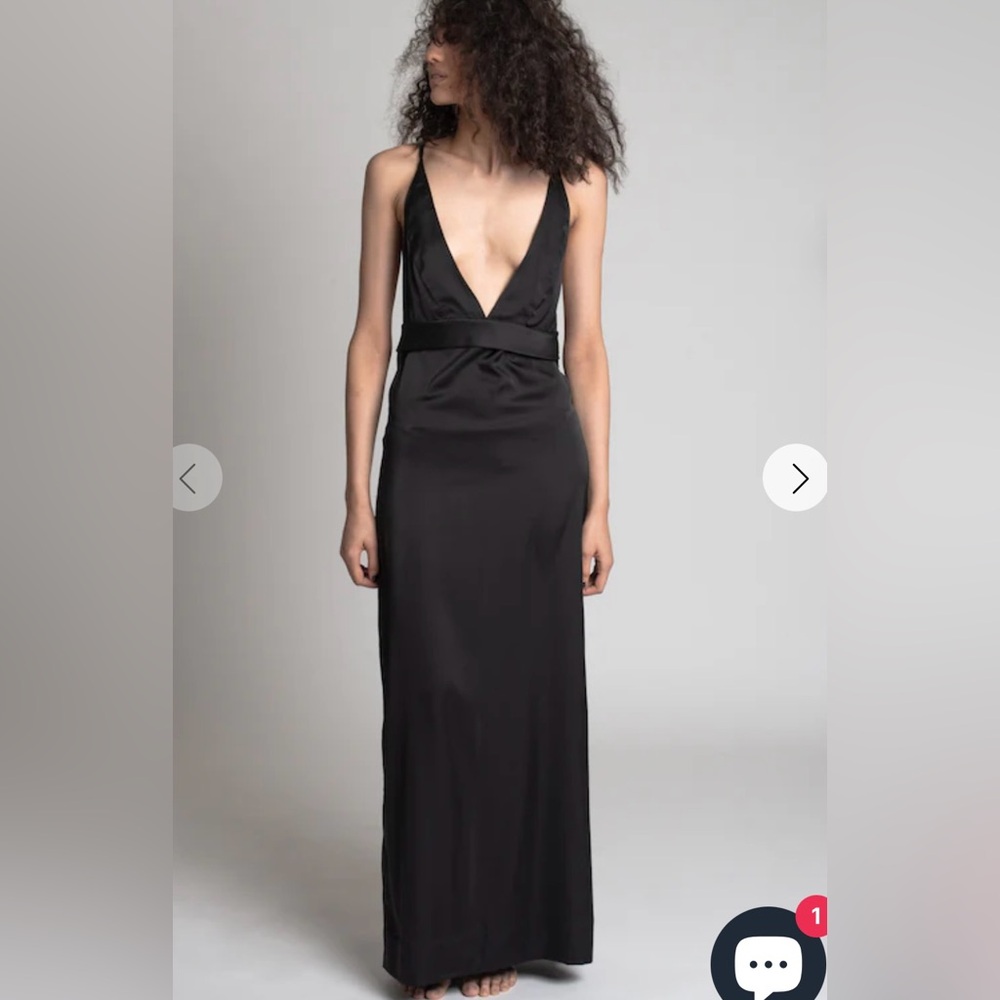 NWOT, black slip dress, satin